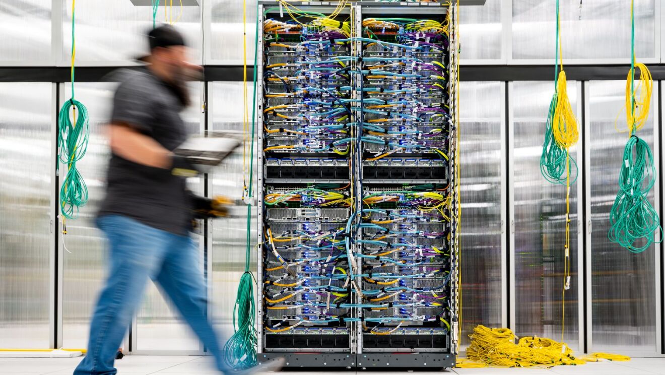 Man walking in data center