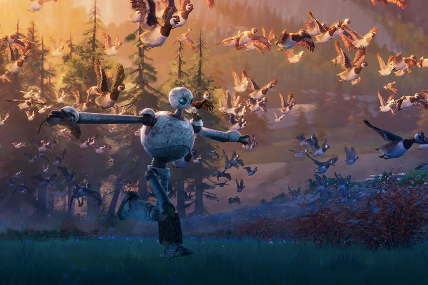 The Wild Robot in a scene from the oscar nominated movie The Wild Robot