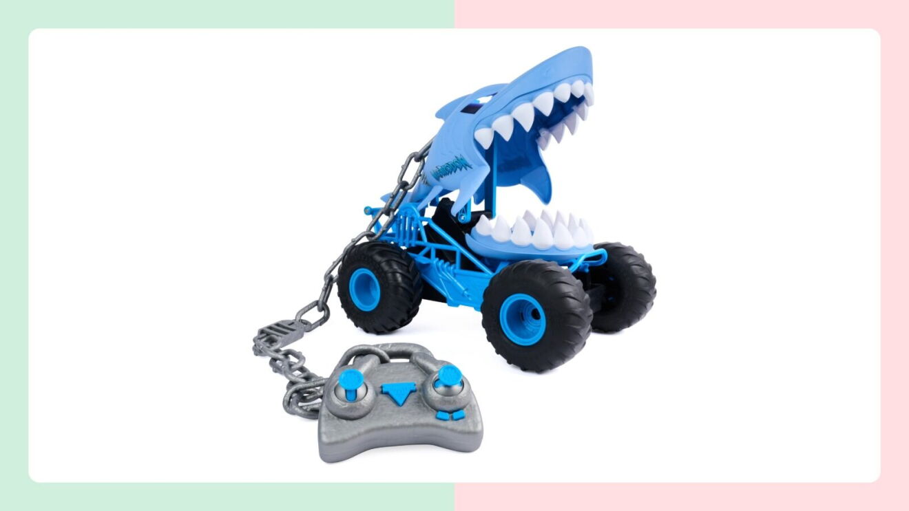 Giant Megalodon shark action figure with wheels