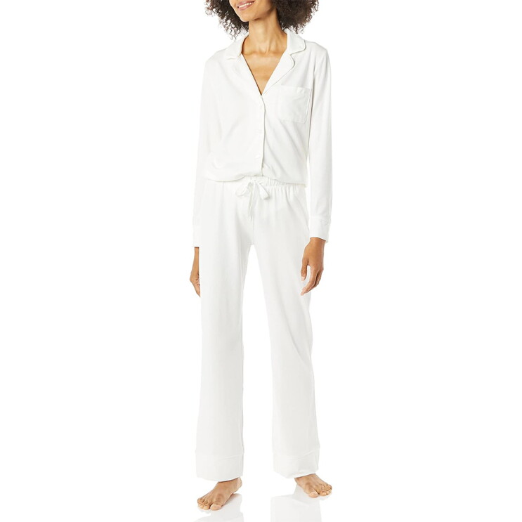 Cotton Modal Long-Sleeve Shirt and Full-Length Bottom Pyjama Set
