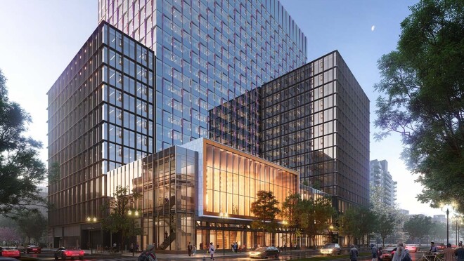 位于弗吉尼亚州阿灵顿的亚马逊第二总部大都会公园的效果图。