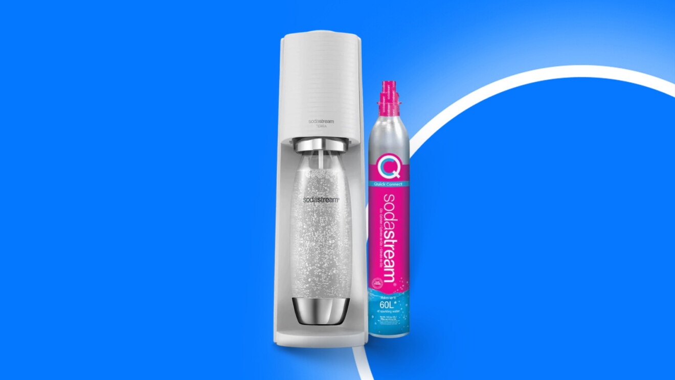 Sodastream en blanc avec un bidon 