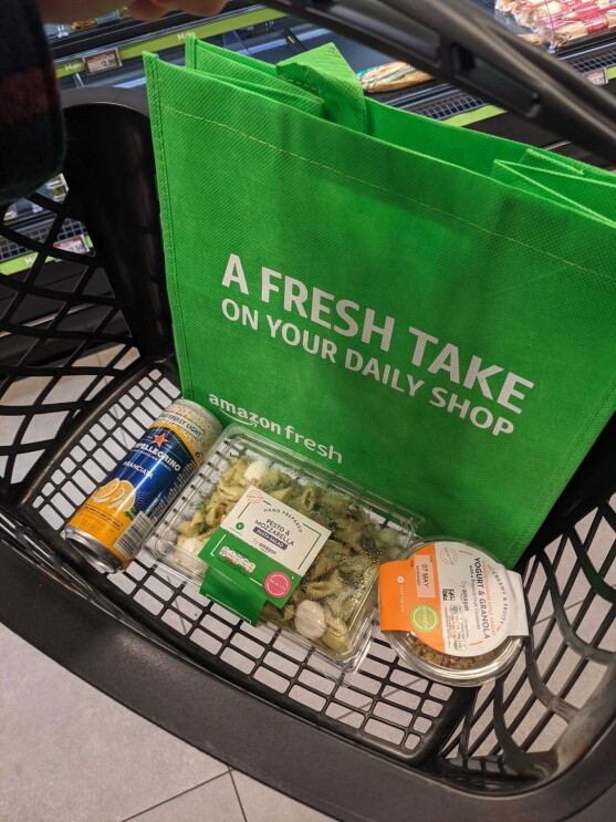 A basket of products from Amazon Fresh