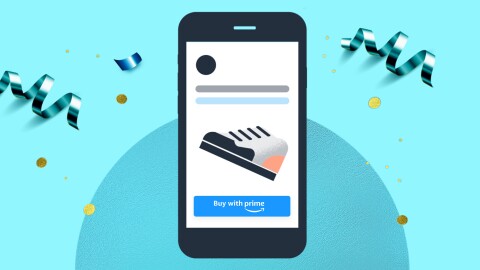 智能手机的图形与总理“购买”按钮在屏幕上。