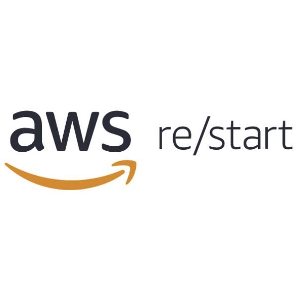AWS Re/start logo with orange smile