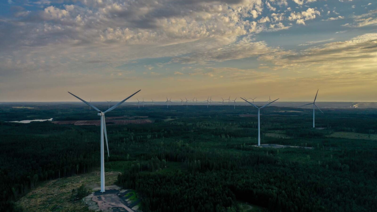 Photo of wind turbines in spread across the horizon in Bäckhammar, Sweden
