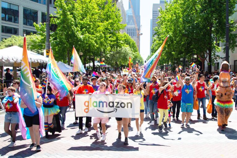 An image of Von Collins at an LGBTQ+ focused event for Amazon's Glamazon affinity group.