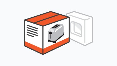 从烤面包机包装上去除EPS泡沫的说明。