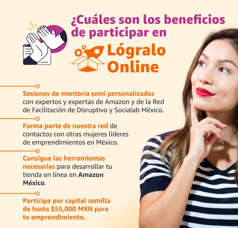 Infografía sobre los beneficios de participar en Lógralo Online.
