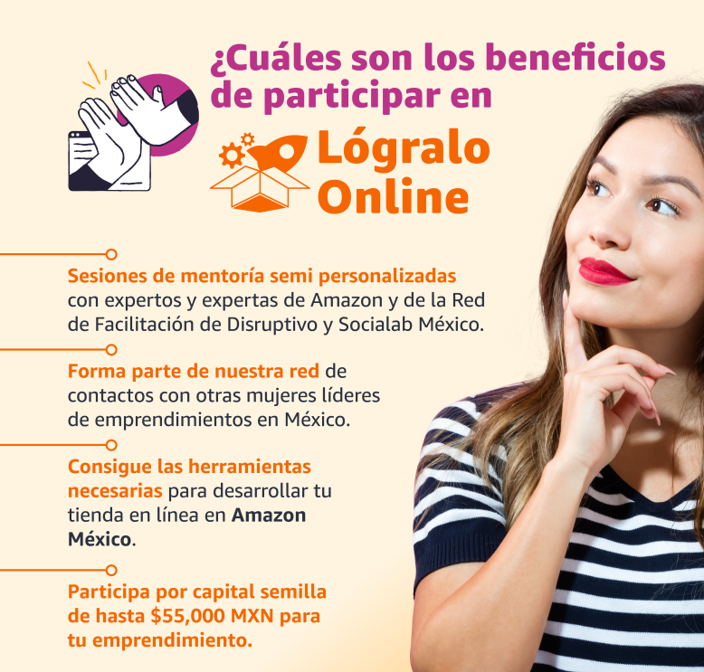 Infografía sobre los beneficios de participar en Lógralo Online. 