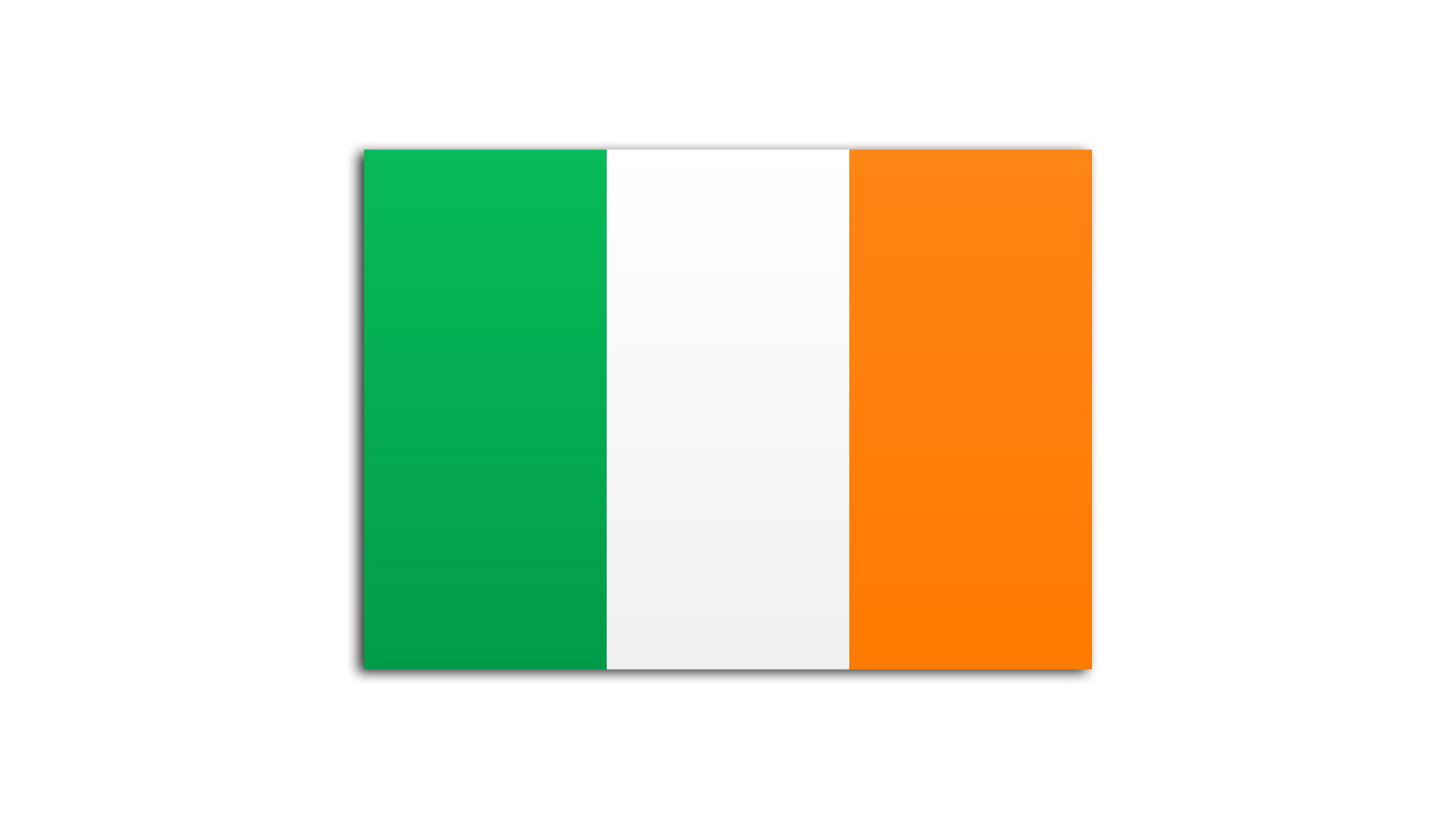 Flat flag of Ireland on white background