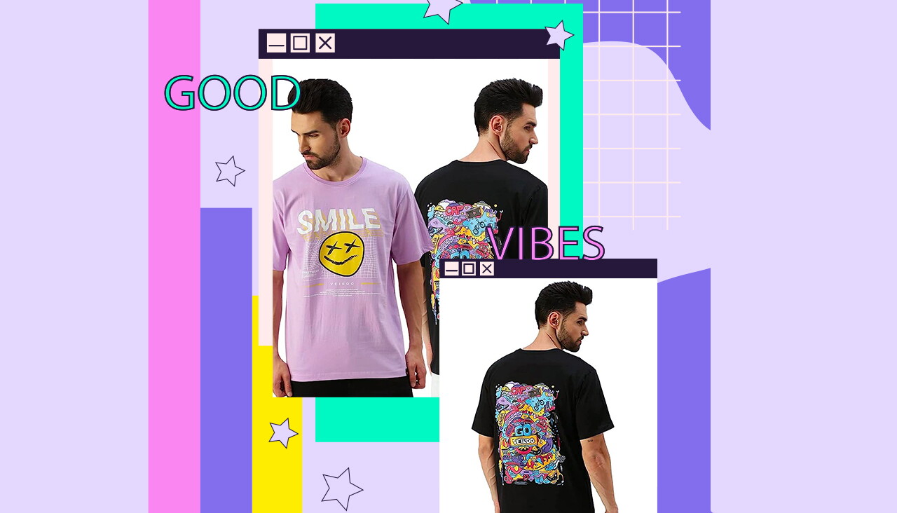 Veirdo® Men's Oversized Printed T-Shirt