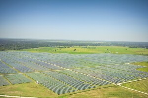 Aerial view of a Texas solar farm