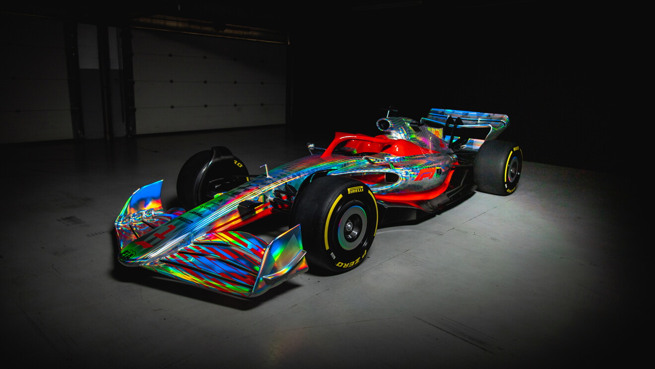 An image of the new, 2022 formula 1 car.