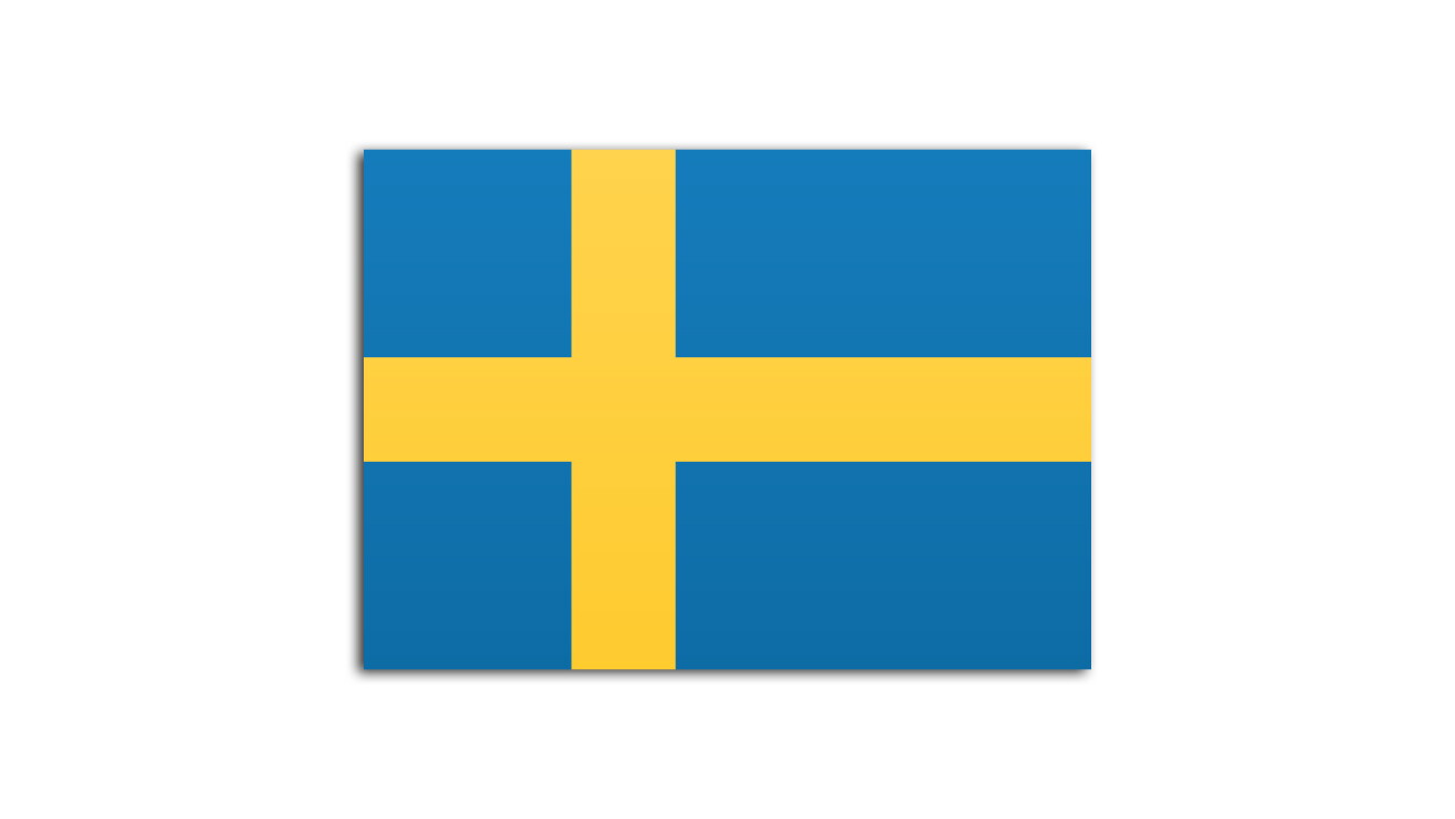 Flat flag of Sweden on white background