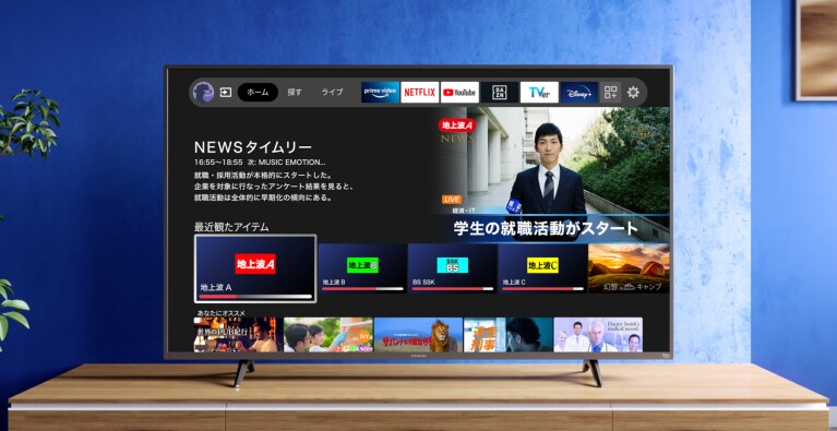 木目.調のテレビ台におかれたFire TV