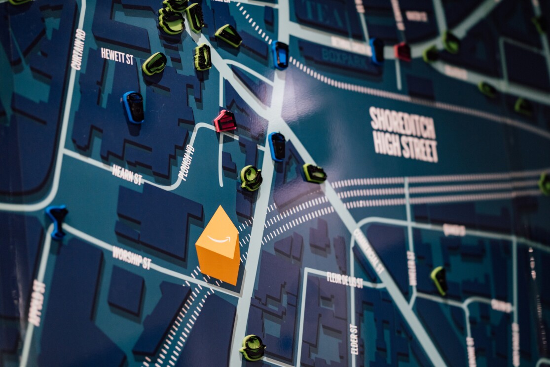 Artwork in LHR16 showing a visual map of the city of London