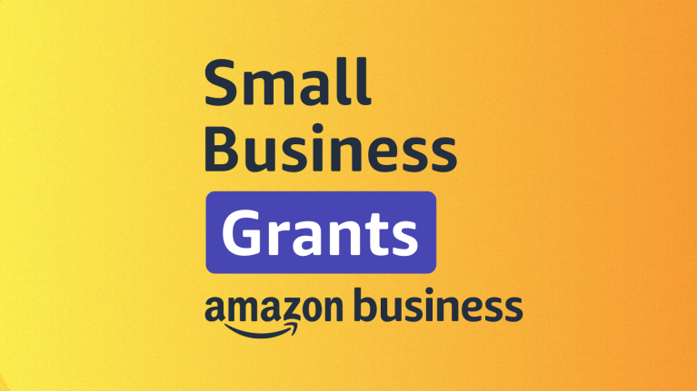An infographic of the Small Business Grants by Amazon Business logo.
