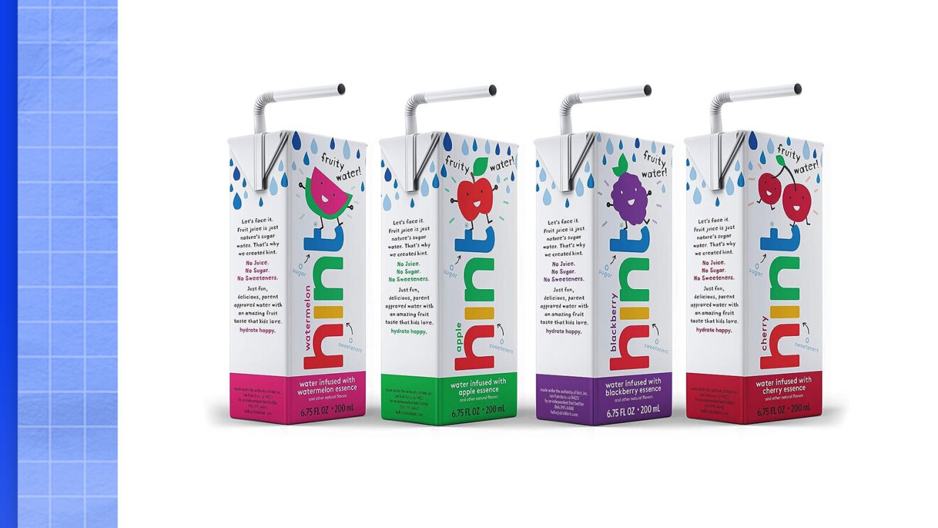 Image of 4 Hint Kids Juice boxes.