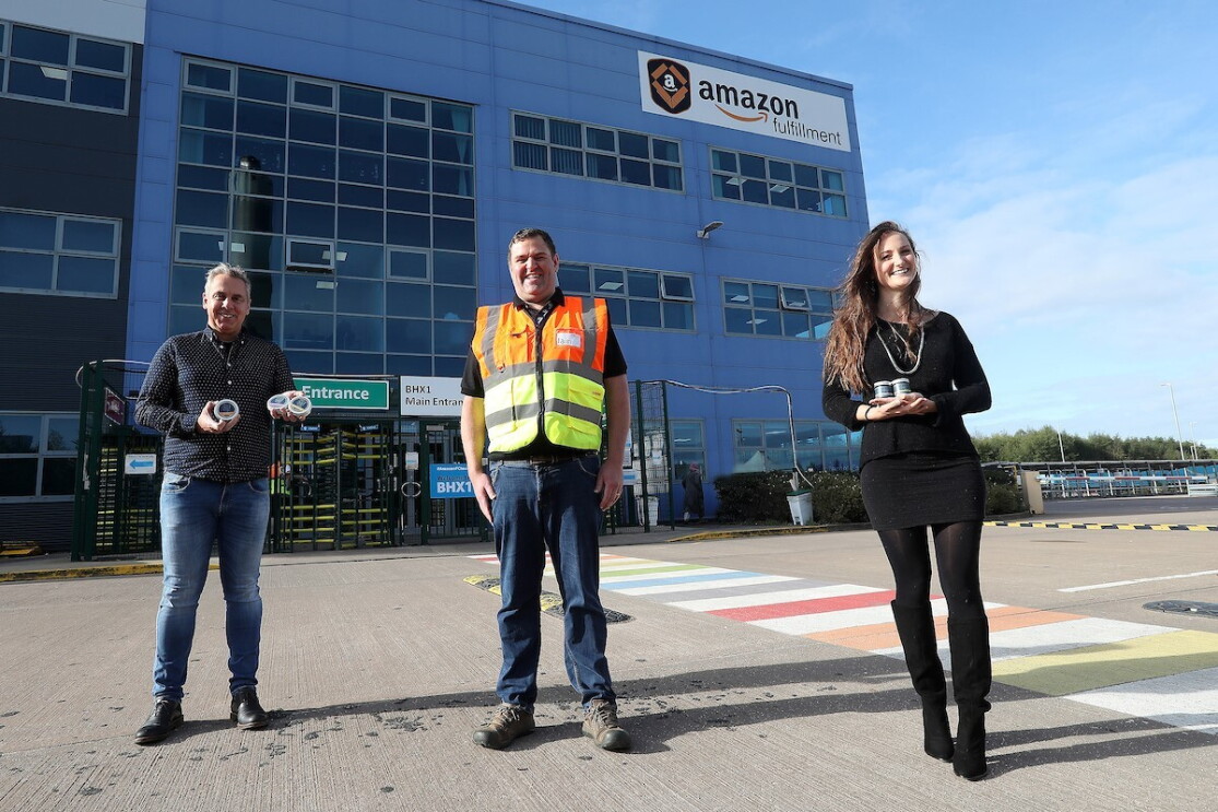 The Ilex Wood business owners stood in front of Amazon 