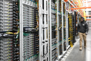 A photo of the inside of an AWS data center.