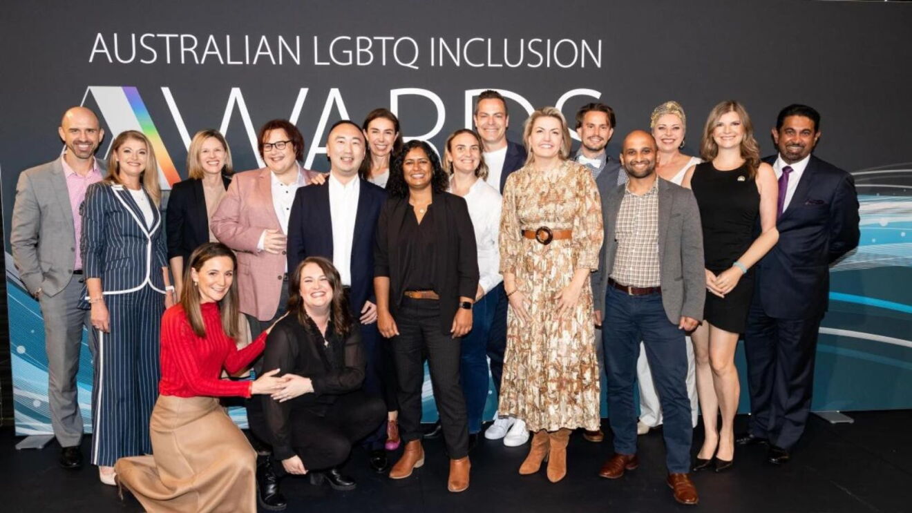 Amazon Australia DEI advocate Katie Daly with other winners at the Australian LGBTQ Inclusion Awards 2022.
