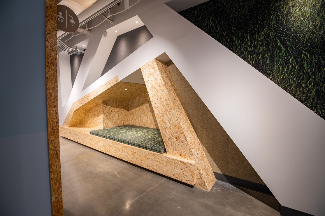 Interior view at the new Mary's Place shelter in The Regrade neighborhood of Seattle. 