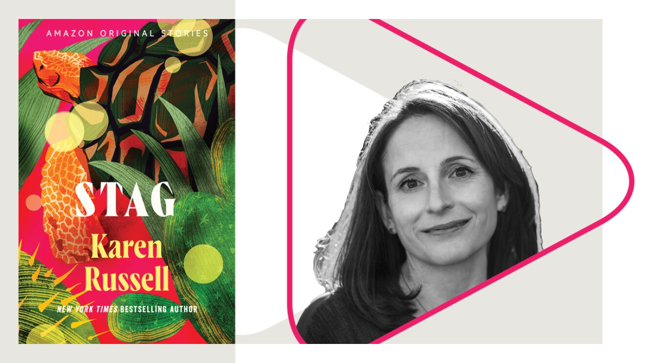 书的封面的“鹿”与作者的头像,凯伦罗素