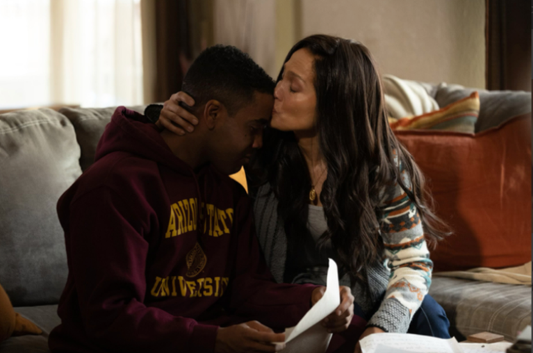 Jharrel Jerome and Jennifer Lopez in a still from the film Unstoppable
