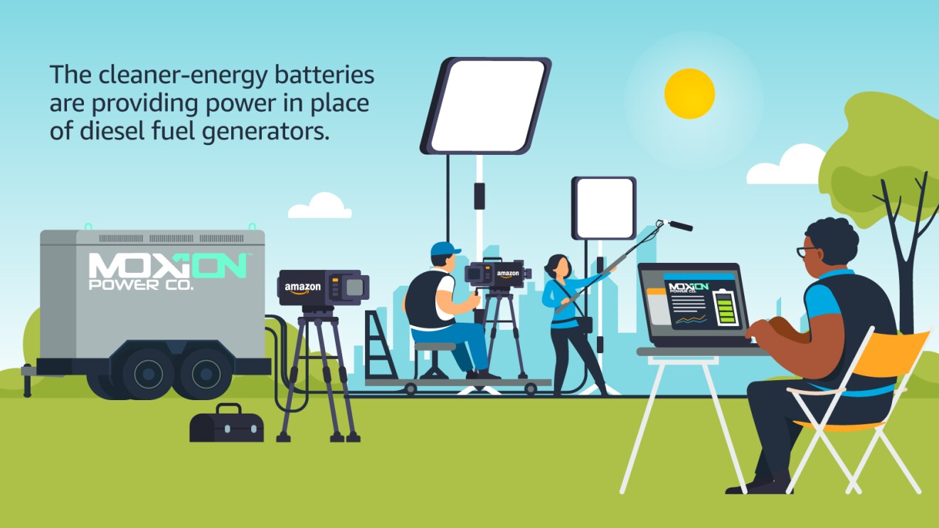 The cleaner-energy batteries are providing power in place of diesel fuel generators