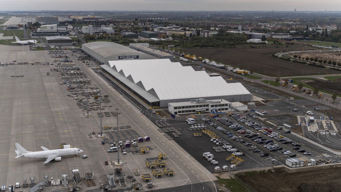 Aerial view of Leipzig-Halle airport in Germany