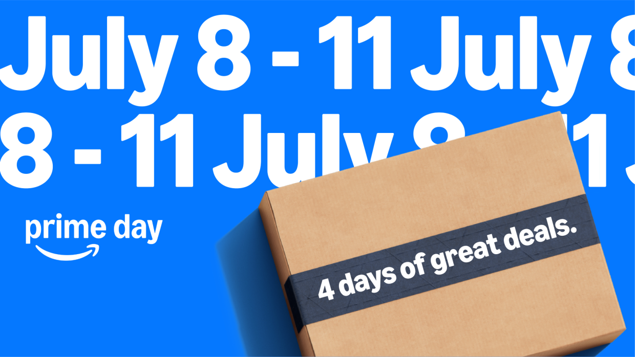 Amazon Prime Day date announcement on an Amazon delivery box
