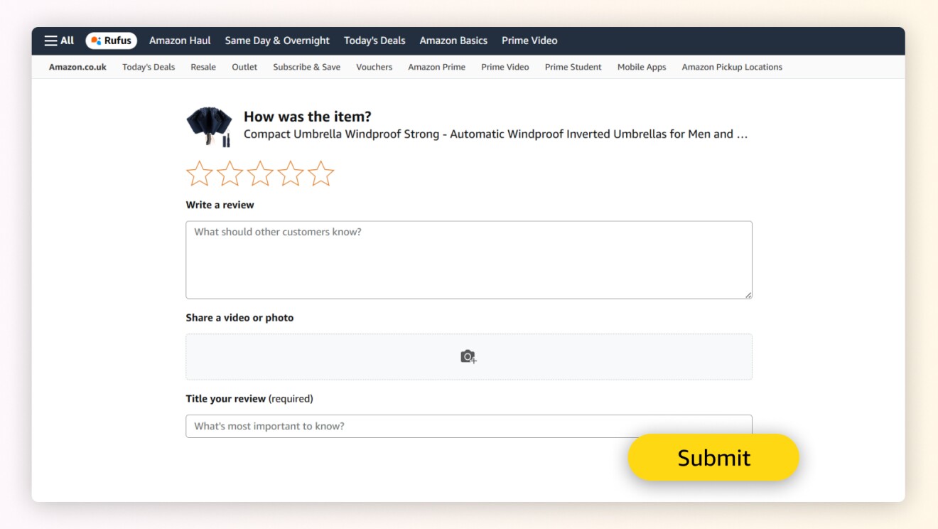 Screenshot showing Amazon product review page