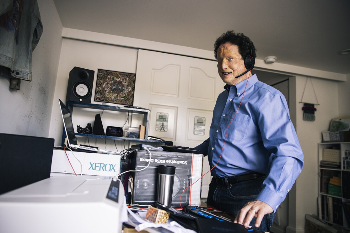 Josh Miele, Principle Accessibility Researcher at Amazon Lab126, working in his home office.