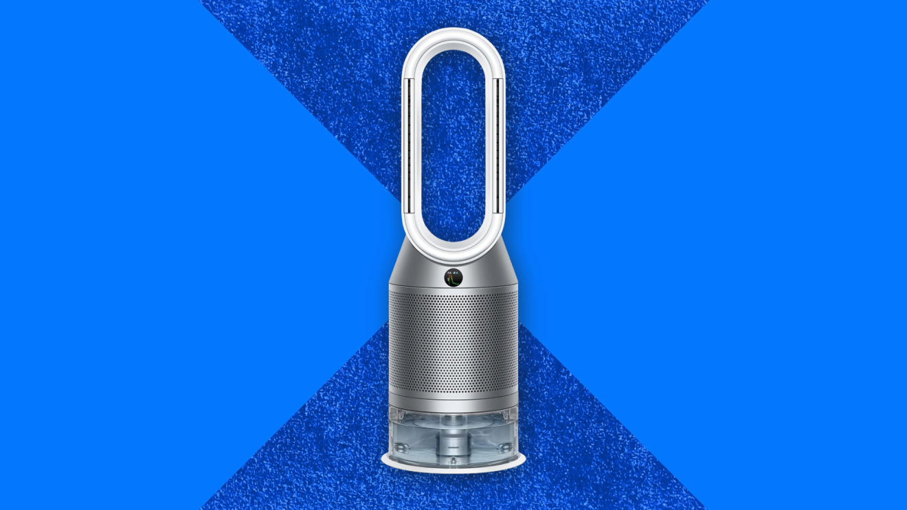 A Dyson air purifier against a vibrant blue background for Amazon Prime Big Deal Days 2026