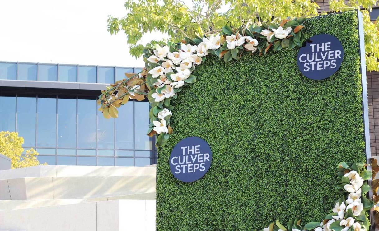An image of greenery surrounding The Culver Steps office complex