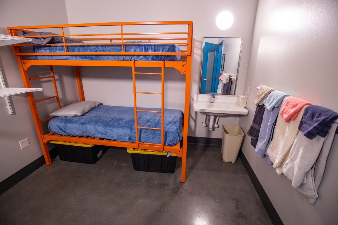 Interior view at the new Mary's Place shelter in The Regrade neighborhood of Seattle.