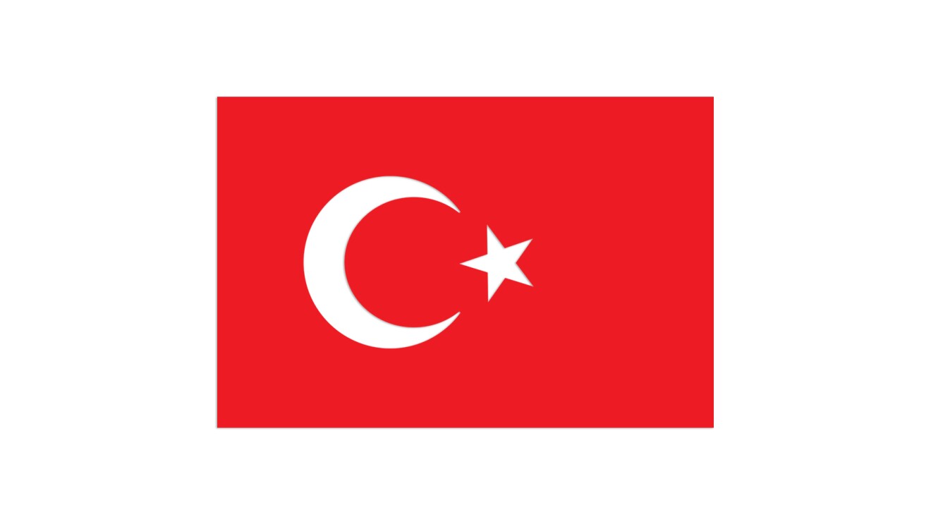 Turkish flag on white background