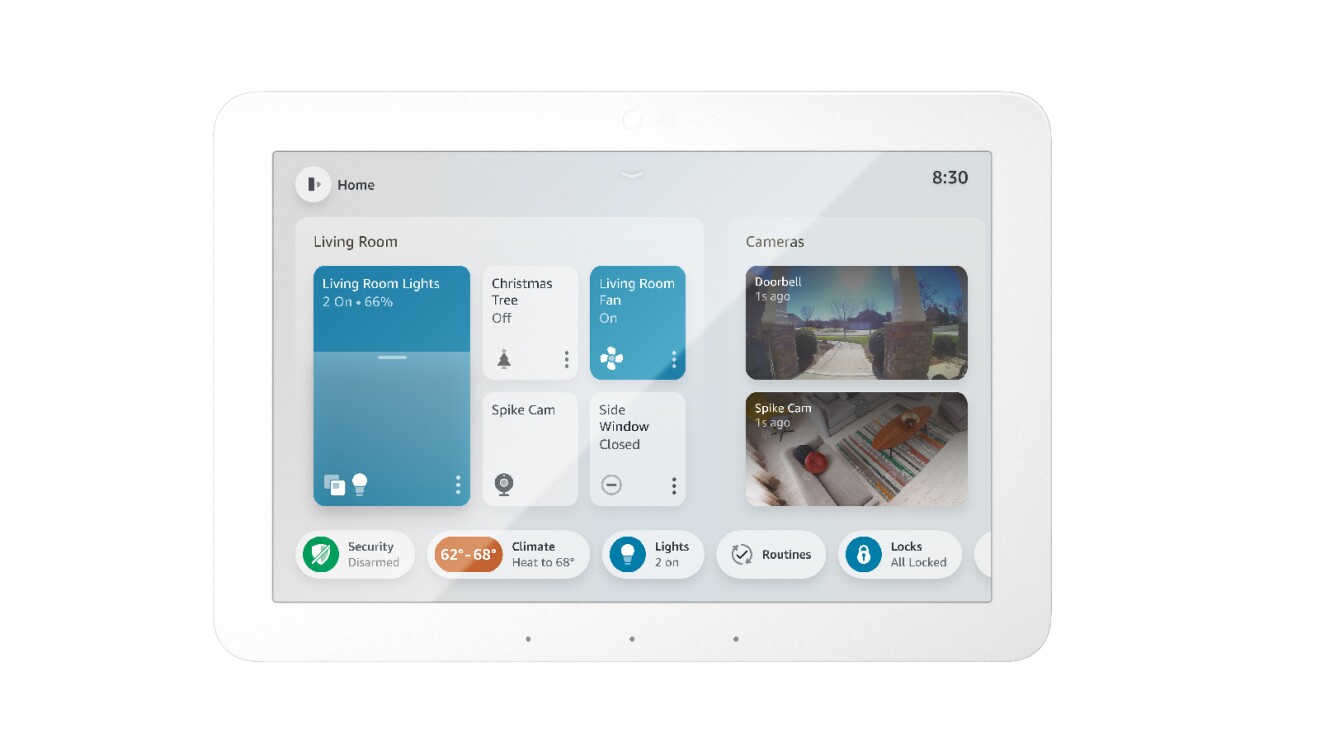 An image of a person interacting with Echo Hub and Map View.