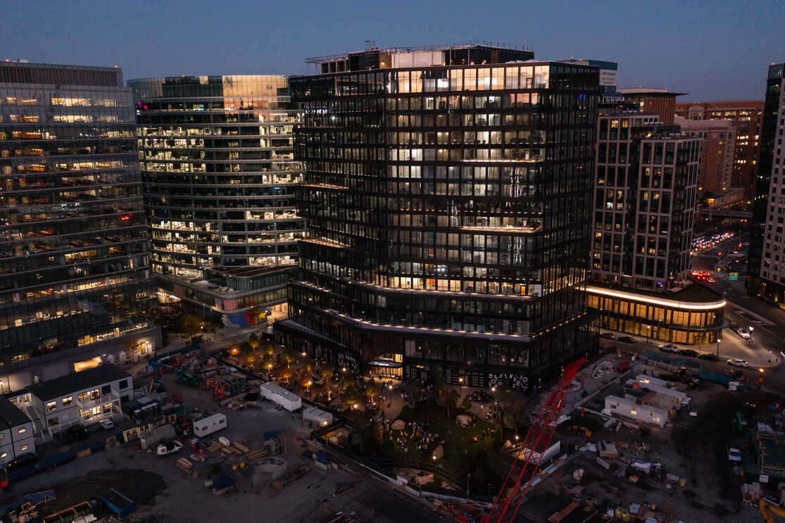 An image of the Amazon office building in Boston, Massachusetts