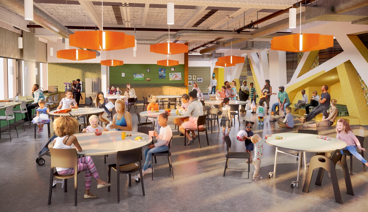 Rendering of the new Mary's Place Family Center on Amazon's Seattle campus