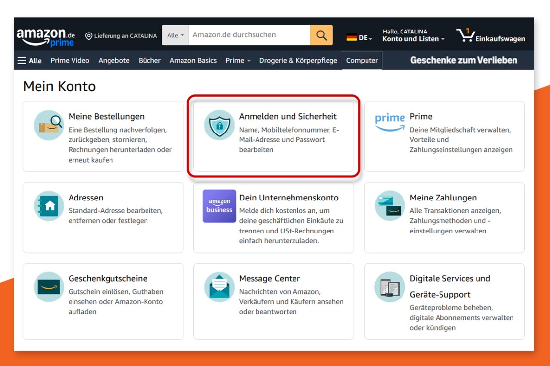 Amazon Konto Dashboard
