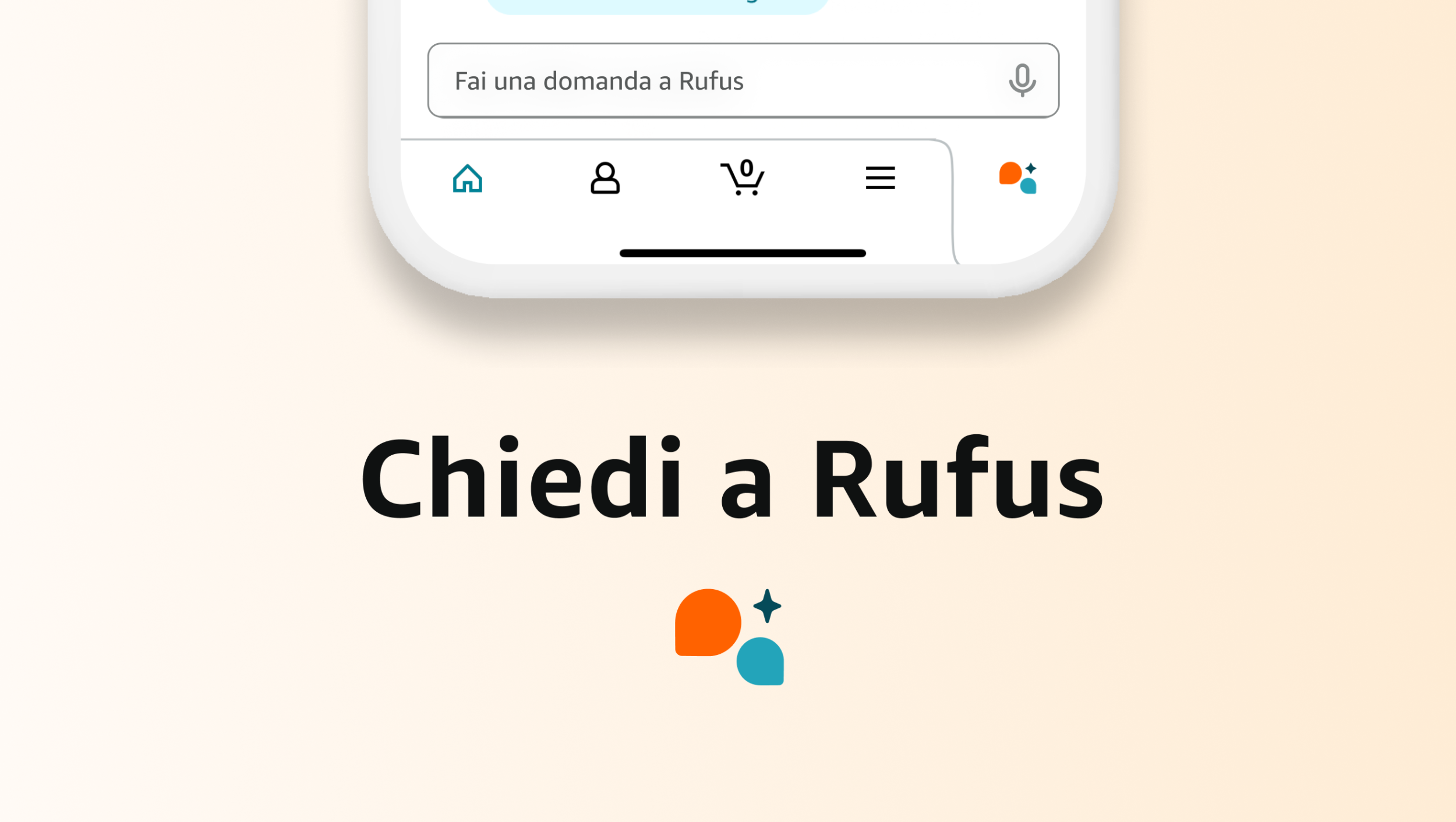Telefono con l'assistente virtuale rufus di amazon