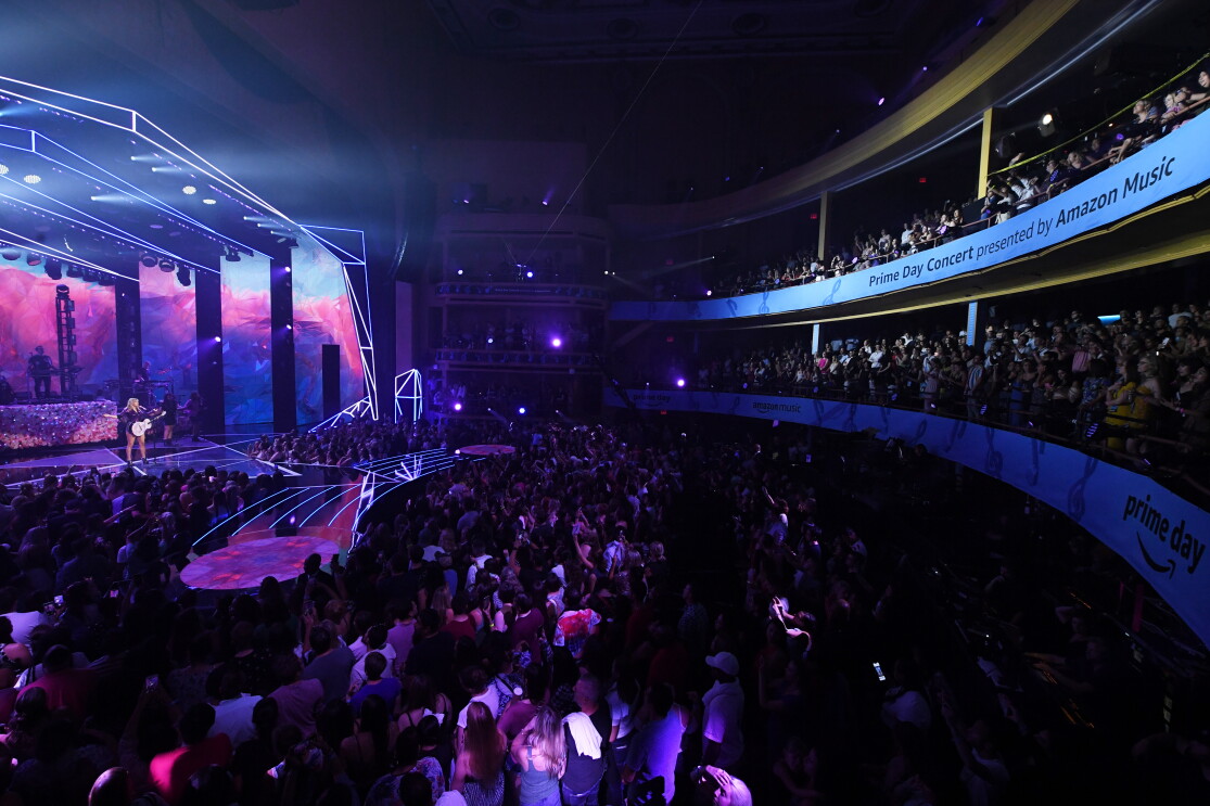 Taylor Swift on the stage of The Prime Day Concert, Presented by Amazon Music