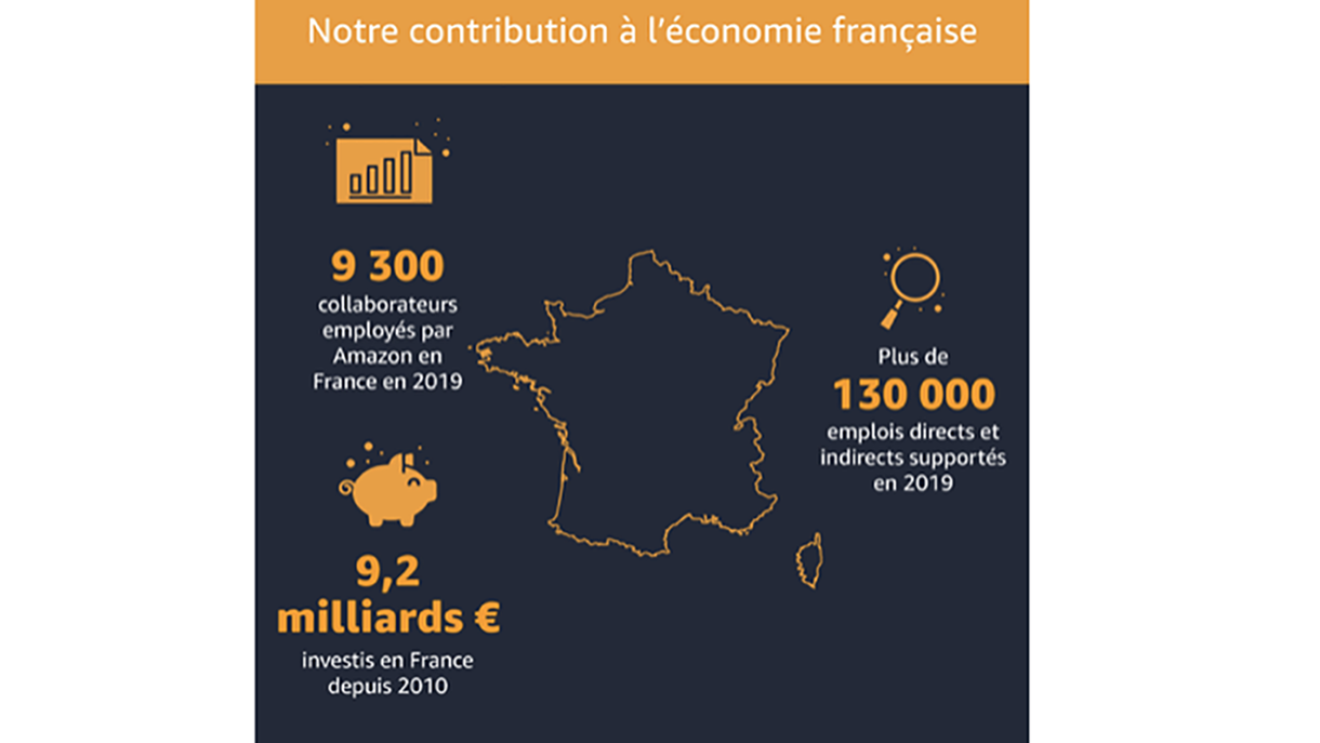 Map of France, showing Amazon's impact on the country
