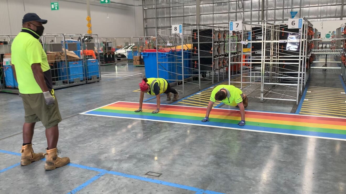 Michael from our Brisbane fulfilment centre competes in the Lockdown Olympics 'push up' event