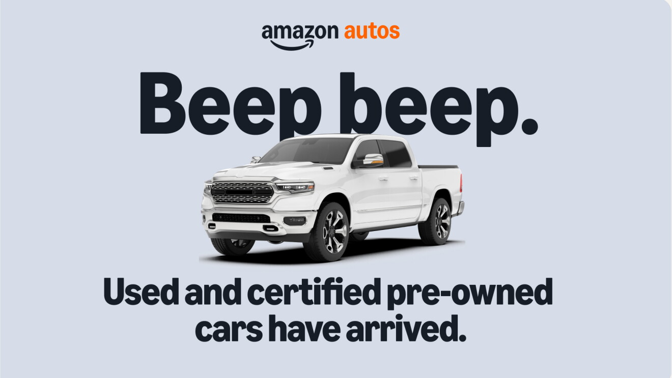Amazon Autos promotion for certified pre-owned cars with truck image
