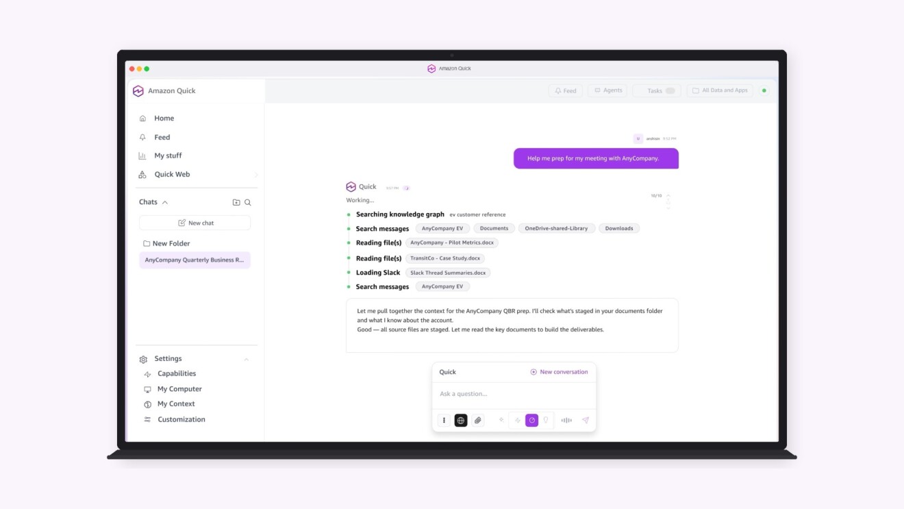 AWS launches Amazon Quick desktop AI assistant that works across your applications, tools, and data 