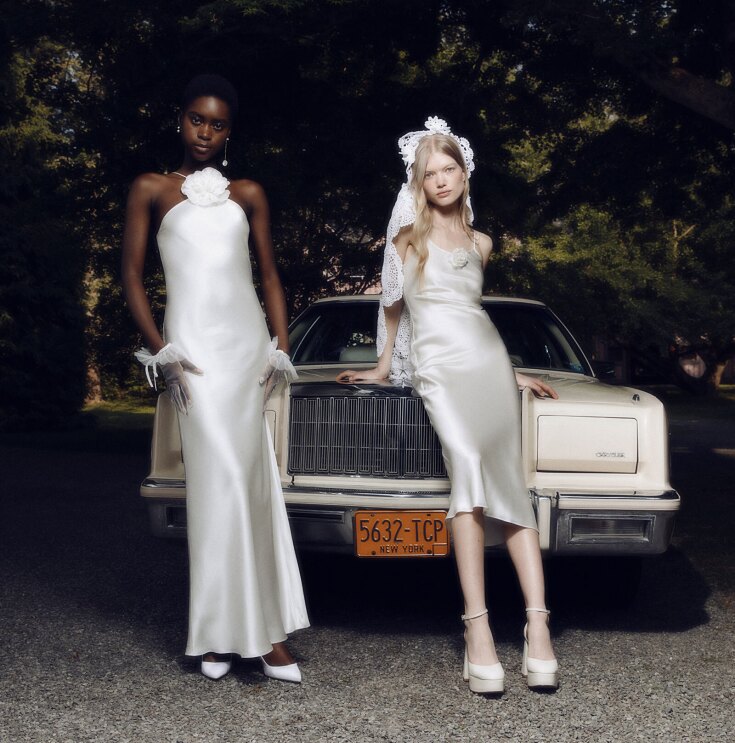 Women wearing Rodarte wedding dresses sold on Amazon.