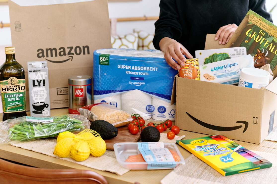 Amazon groceries on a table